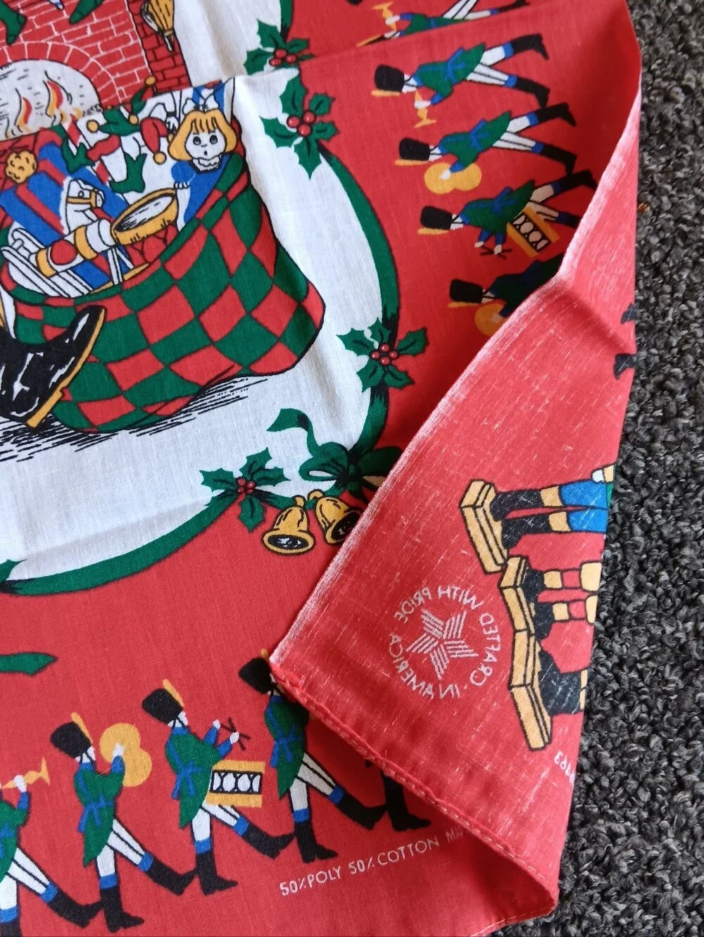 VTG Santa Christmas USA Cotton Poly Bandana Scarf RN16463 Holiday Nutcracker